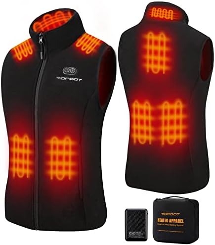 Topdot Women's Fleece Heated Vest for Women with Battery Pack, Sleeveless Polar Soft Fleece Vest with 8 Heating Zones
