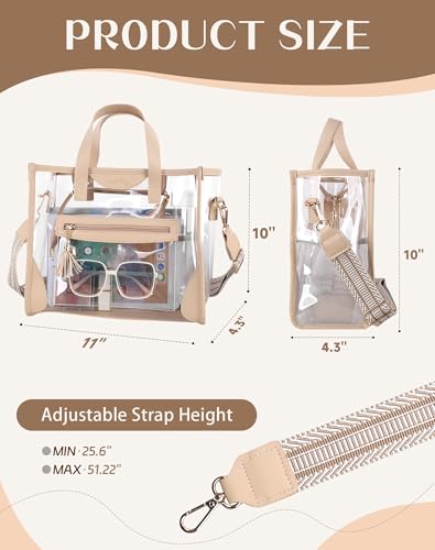 Large Clear Tote Bag, Clear Purse Handbag Crossbody Bag for Women Stadium Events Approved (with Inner Pouch)4