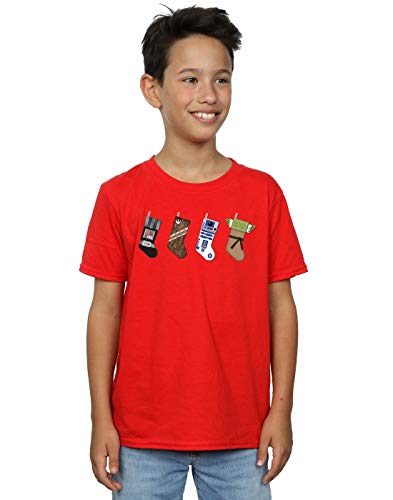 Star Wars Boys Christmas Stockings T-Shirt 9-11 Years Red