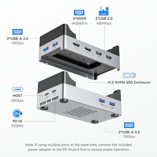 Image of Mac mini M4 Dock, 40Gbps Docking Station Stand with 8TB M.2 NVMe SSD Enclosure, Dual HDMI 4K@60Hz, 4xUSB-A (10Gbps), 2xUSB-A 2.0, PD30W, Wi-Fi Friendly Design, USB Hub for Mac mini M4&M4 Pro
