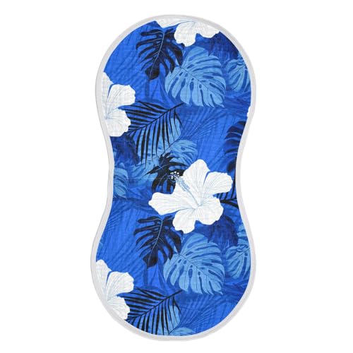 Hibiscus Leaves Profound Blue Burp Cloths for Babies Burp Rag Cotton Spit Up Rag for Baby Newborns Girl2