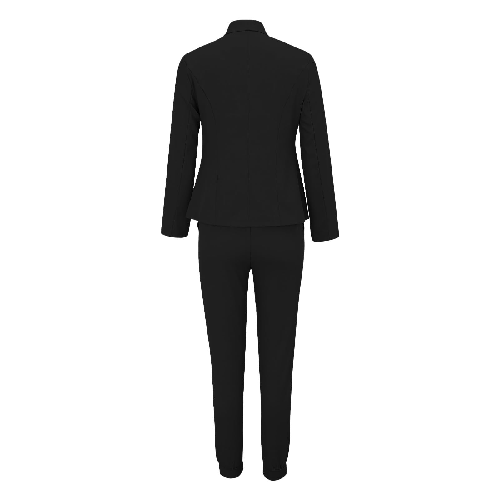Generisch Hosenanzug Damen Elegant 2 Teilig Hosenanzug Langarm Business Anzug Set Zweiteiler Einfarbig Blazer Hose Festlich Lange Hosenanzüge Slimfit Streetwear Frauen Baumwolle Freizeitanzug