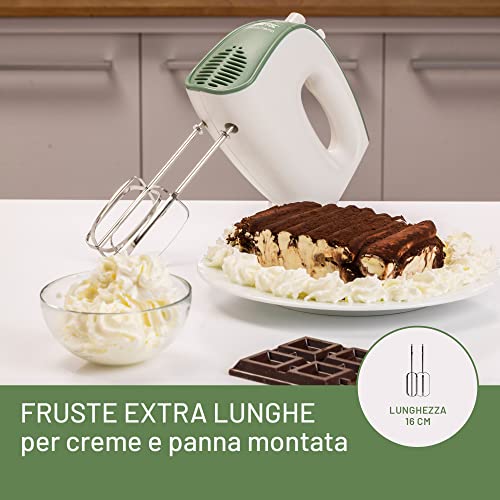 Imetec Sbattitore elettrico Crea&Crema, Fruste extralunghe, Ganci acciaio inox, 5 velocità, Funzione turbo, 500 W 2 Imetec Sbattitore elettrico Crea&Crema, Fruste extralunghe, Ganci acciaio inox, 5 velocità, Funzione turbo, 500 W
