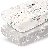 Pobibaby - 2 Pack Premium Changing Pad Cover - Ultra-Soft Jersey Knit, Stylish Floral Pattern, Safe and Snug for Baby (Wildflower)