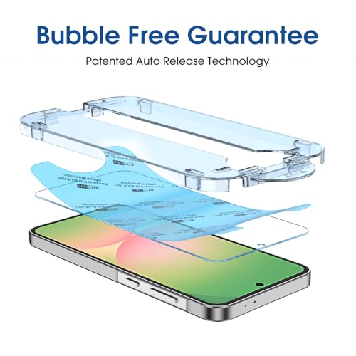 Image of amFilm Auto-Alignment OneTouch for Samsung Galaxy A56 5G 6.7 inch Screen Protector + Camera Lens Protector, Tempered Glass, 30 Seconds Installation, Bubble Free, Case Friendly, Anti-Scratch [2+2 Pack]