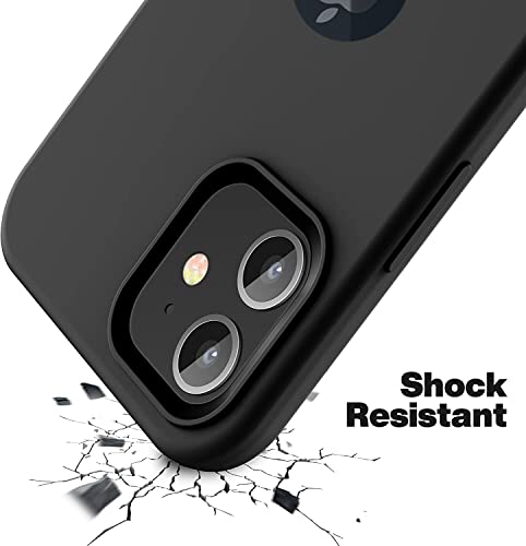 Image of VONZEE Liquid Silicone Soft Back Cover for iPhone 12 Mini Case, Shockproof Slim Camera & Full Body Protection Non Yellowing Cover with Microfiber Lining & Logo Cut (5.4 Inch) -Black