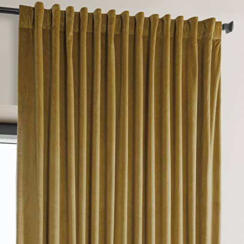 Image of HPD Half Price Drapes Signature Plush Extra Wide Velvet Blackout Curtains for Bedroom (1 Panel),100W X 84L Hotel Black Out Curtains for Living Room, Thermal Insulated Blackout Curtains, Sophomore Gold