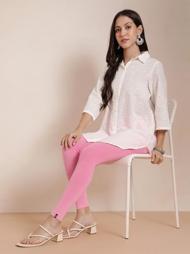 Image of TWIN BIRDS Super Stretchable Cotton Elasthane Fabric Ankle Length Leggings for Women