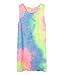 Women's Summer Sleeveless Tie-dye Round Neck Rainbow Long Top Mini Dress (S) Multicolor Small