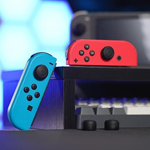 eXtremeRate 3 pary antypoślizgowych czarnych silikonowych przedłużonych uchwytów na kciuk nakładki na kciuk pokrowiec na Switch Joy-Con & Switch OLED Joy con