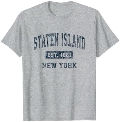 Staten Island New York NY Vintage Sports Design Navy Print T-Shirt