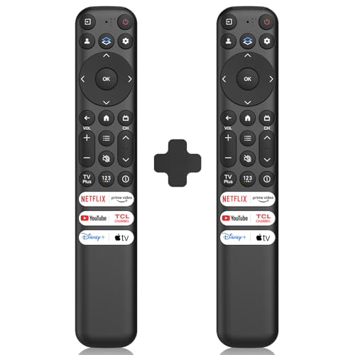 2 Pack Replacement for TCL Google TV Remote Control RC813 Compatible with TCL QM8 / QM7 / S5 / S4 / S3 / Q7 / Q6 / Q5 4K UHD HDR LED QLED QD-Mini LED Full-HD Smart TVs (No Voice Function)