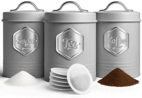 Lot de 3 boîtes à thé, café et sucre – Élégantes boîtes pour la c...