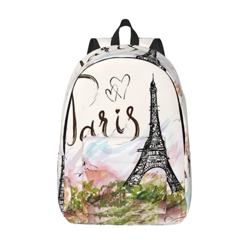 Sac à dos de transport pour ordinateur portable femme imprimé Tour Eiffel et voyage décontracté