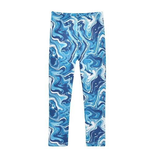 Marble Blue Girls Leggings Soft Comfortable Pants for Kids for School Sport Size 4T