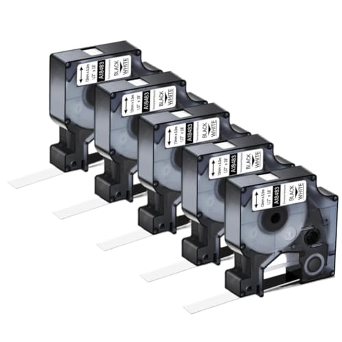 3 4 5 10 Pack12mm |GXee[viԍ 18482 18483 18484 ̃v^Օiƌ݊ 450 fIœ삵܂(5PK Black on White)