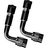 Kaedear(カエディア) エアバルブ 変換 角度 アングル エクステンション アダプター 米式 タイヤ 空気圧 バルブアダプター KDR-AP22-BK (ブラック/L字×2)