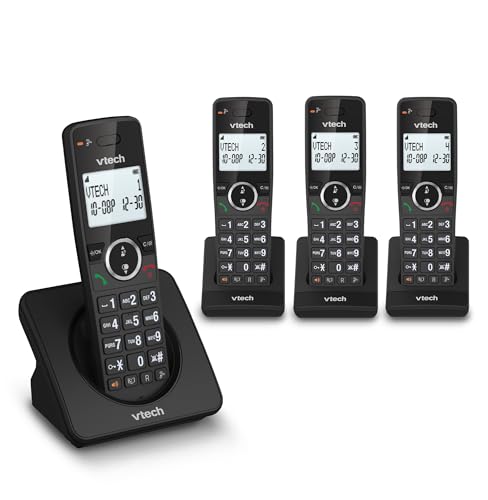 VTech ES2003 Cordless Phone with Nuisance Call Blocker, Easy-to-Read Backlit Display, ECO Mode, 18 Hours Talk-time, Volume Booster, Handsfree Speakerphone, Speed Dial, DECT, 4 Handsets