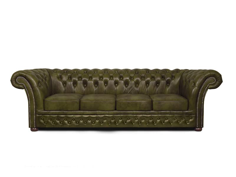 Chesterfield Sofa Winfield Basic Luxury Leather | 4-seater | 2 to 4 weeks delivery time (Moss Green)