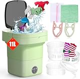 Portable Washing Machine, 11L Mini Washing Machine with 3 Cleaning Modes, Suitable for Baby Clothes, Underwear, Socks, Folding Design Suitable for Apartments, Camping & Travel