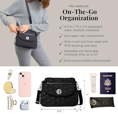 Image of Baggallini Calais Crossbody Bags for Women 10x7 Lightweight Water-Resistant Travel Purse, RFID & Interior Organization