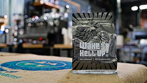 Wake The Hell Up! 12oz Ultra-Caffeinated Blueberry Ground Coffee, Low Acid, Medium-Dark Roast