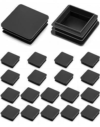 QWORK® 20 PCS 50 x 50 mm Bouchons à lamelles pour Tube carré, Embout de Bouchon en Plastique Noir carré pour Tube de Tuyau, Plastique polyéthylène, Bouchons...