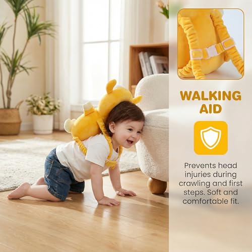 Image of Baby Head Protection Backpack - Soft Lightweight Fall Cushion for Toddlers During Crawling & Walking, Helps Ease Impact from Backward Tumbles(Lamb)