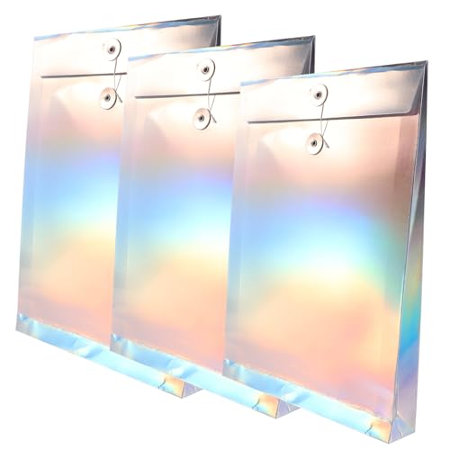 AGFELO 3個R彩?射ファイルバッグ スリッシュな書類収納ポーチ 便利な結