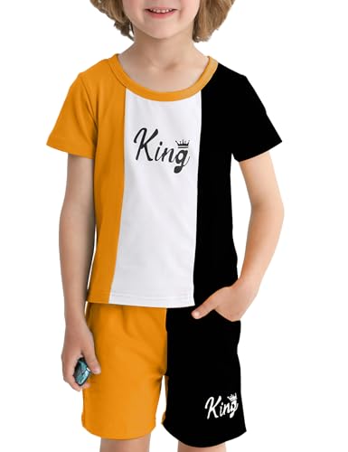 Image of mksodopy Toddler Boy Clothes Color Block Patchwork Short-Sleeved T-Shirt Color Block Shorts Boys Summer Outifts