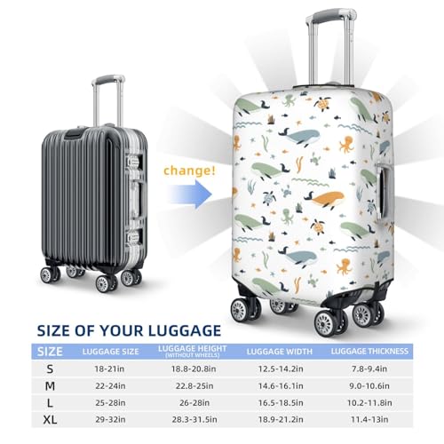 Travel Luggage Cover - Sea Creatures A Washable Suitcase Covers Protector Fits 18-32 Inch Luggage4