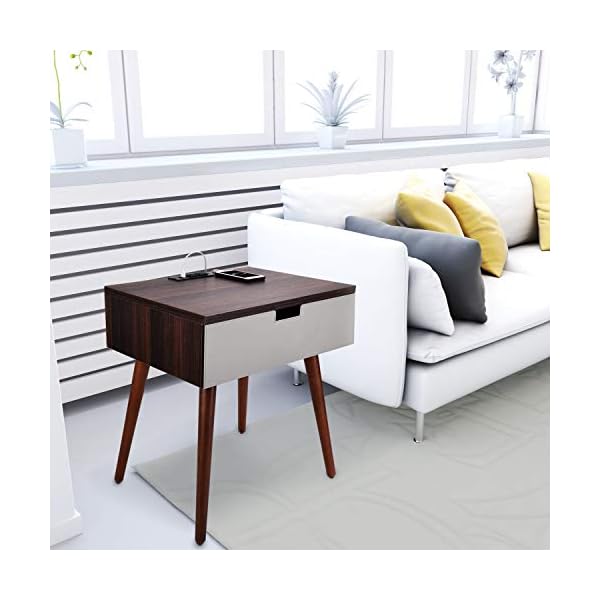 Frylr Nightstand Bedside Tabl, Modern PU Leather Drawer End Table for Bedroom Living Room 18.8''x15.7''x21.5'' - Image 5