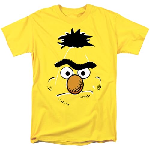 popfunk Sesame Street Bert Retro Sketch Face T Shirt, Yellow, Giallo, S Unisex-Adulto