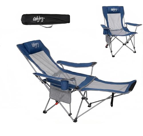 #WEJOY chaise de camping pliable 2 en 1 avec dossier réglable et repose-pieds - relaxation avec...