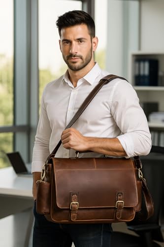 Bolso Mensajero de Cuero para Hombre y Mujer miniatura 3