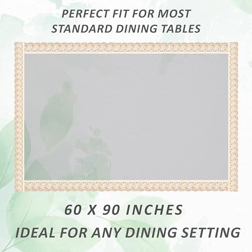 Kuber Industries PVC 6 Seater Transparent Dining Table Cover - Gold,CTCOMPST01 Polyvinyl Chloride,Pack of 1,Rectangular