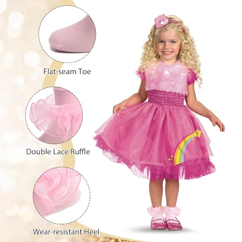 2 Pairs Girls Ruffle Socks Toddler Girl Frilly Dress Socks Fold Double Lace Big Ruffles Church Fancy Sock Little Kids2