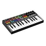 OYAYO MIDI Keyboard Controller 25 Tasti USB MIDI Tastiera Con 8 Drum Pad Retroilluminati, 8 Manopole, Manopola Tremolo, Integrazione DAW, Bluetooth, Mini Tastiera Portatile Controller MIDI per