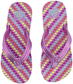 Reef Girls Kids Ahi Flip-Flop, Lavender Hearts, 5 Big | Image 7