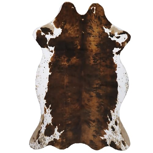 Sgizoku Cow Print Rug - 3.6x2.5 Feet Cow Hide Rug Faux Cowhide Rug Cute Area Rug Fun Western Room Decor Cow Rugs for Living Room Bedroom Non-Slip Yellow-Brown(43 inches x 29 inches)