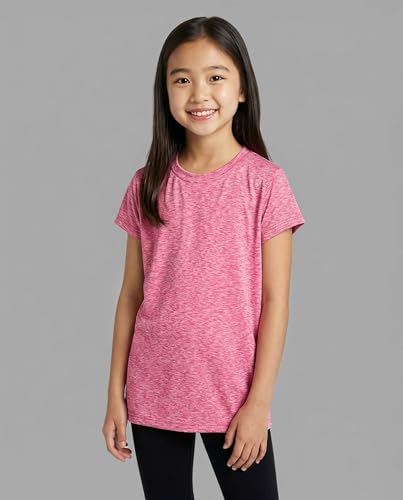 Real Essentials 5 Pack: Girls' Short Sleeve Dry-Fit Athletic T-Shirt - Active Gym Crew Neck Tops for Teens Kids (Ages 4-16) - Image 3