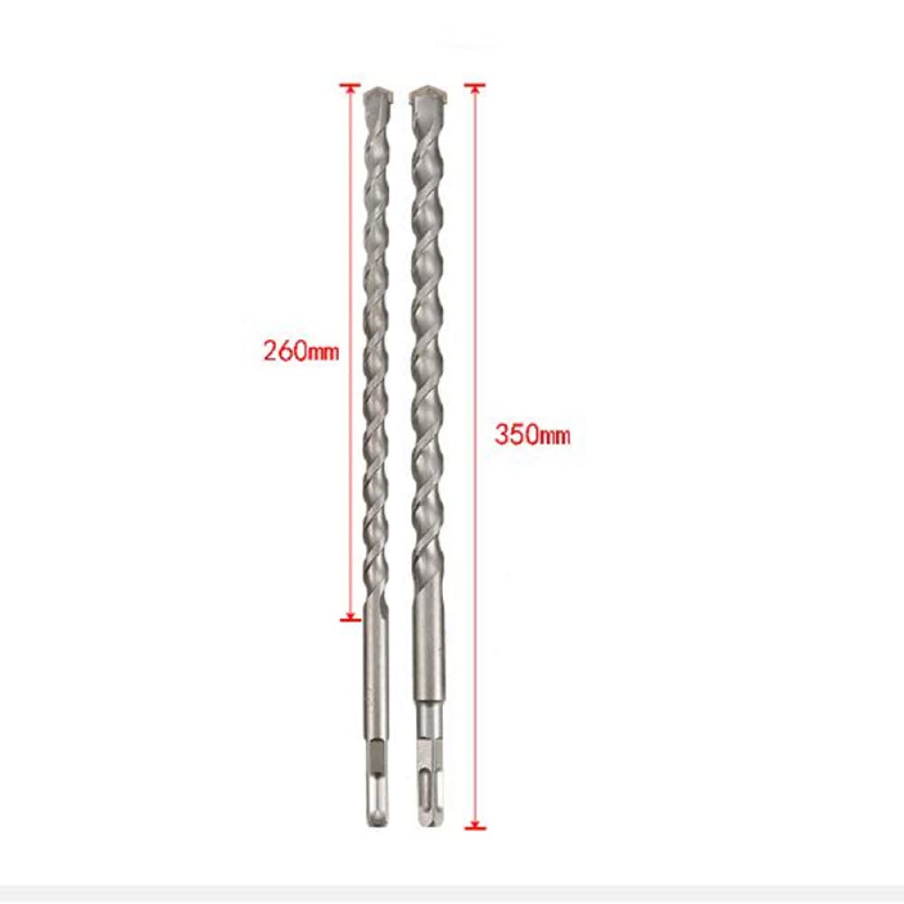 Punta da trapano per calcestruzzo in lega di acciaio al tungsteno 1 pz 350 mm con manico rotondo e manico quadrato 10-30 mm per penetrare nel muro, 32 mm x 350 mm, quadrato