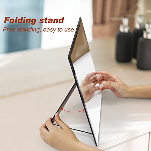 Qtart Makeup Vanity Mirror-Rectangle Table Desk Mirror With Folding Stand Portable Frameless Mirror For Tabletop Travelling Dressing Room Personal Shaving #TOP2