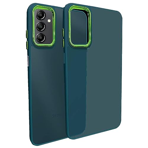 Image of A rtistque Frosted Translucent Back Cover Case for Samsung Galaxy A14 5G | Electroplated Chrome Ring | Raised Camera Edges for Protection | Smooth Sides TPU| Samsung A14 5G Back Cover - Green