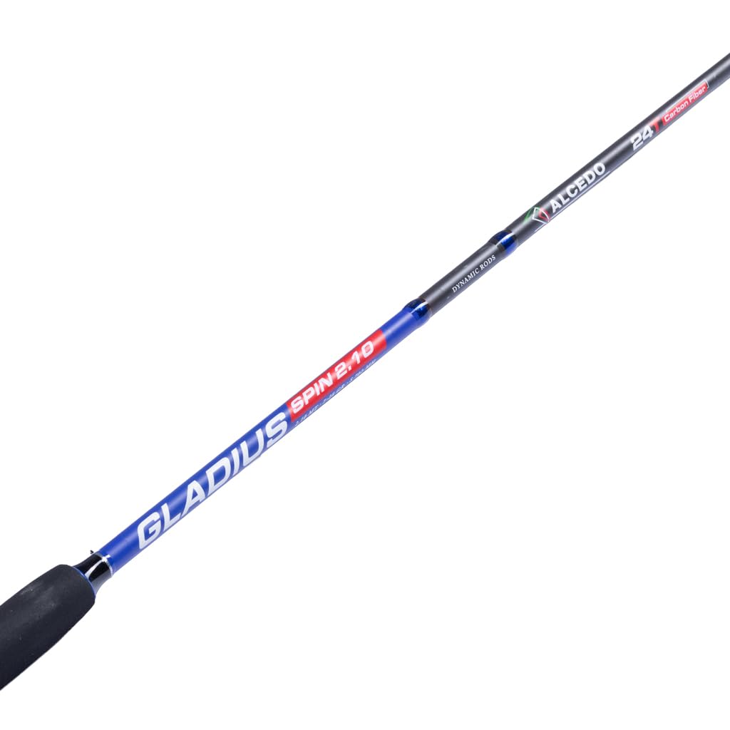 Alcedo Gladius Spin Canna da Pesca Spinning in Carbonio MH, 2,10 m o 2,40 m, Azione 7-28 g, Anelli K, Portamulinello a Vite, Impugnatura EVA, Ideale Acqua Dolce e Mare