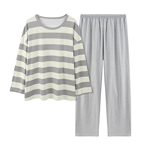 Pijama Mujer Entretiempo 2 Piezas Sexy para Algodón de Transpirable con Bolsillos Vestido Camisón Camisola Superior Pantalones Cortos Traje Casa Dormir