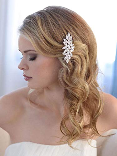 Unicra Rhinestone Bride Wedding Hair Comb Crystal Bridal Hair Piece Bridesmaids Hair Accessories For Women Prom Party Hair Clips (A-Silver) #TOP2