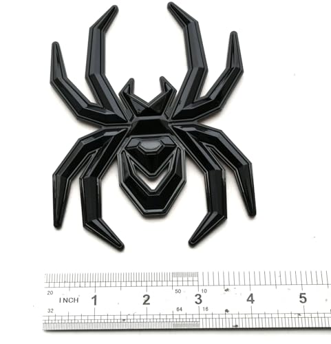 Image of 2Pcs Custom Spider Emblems Left Right Car Badge for Universal Car Body Motorcycle SUV Widow Door Edition Decoration (Glossy Black)