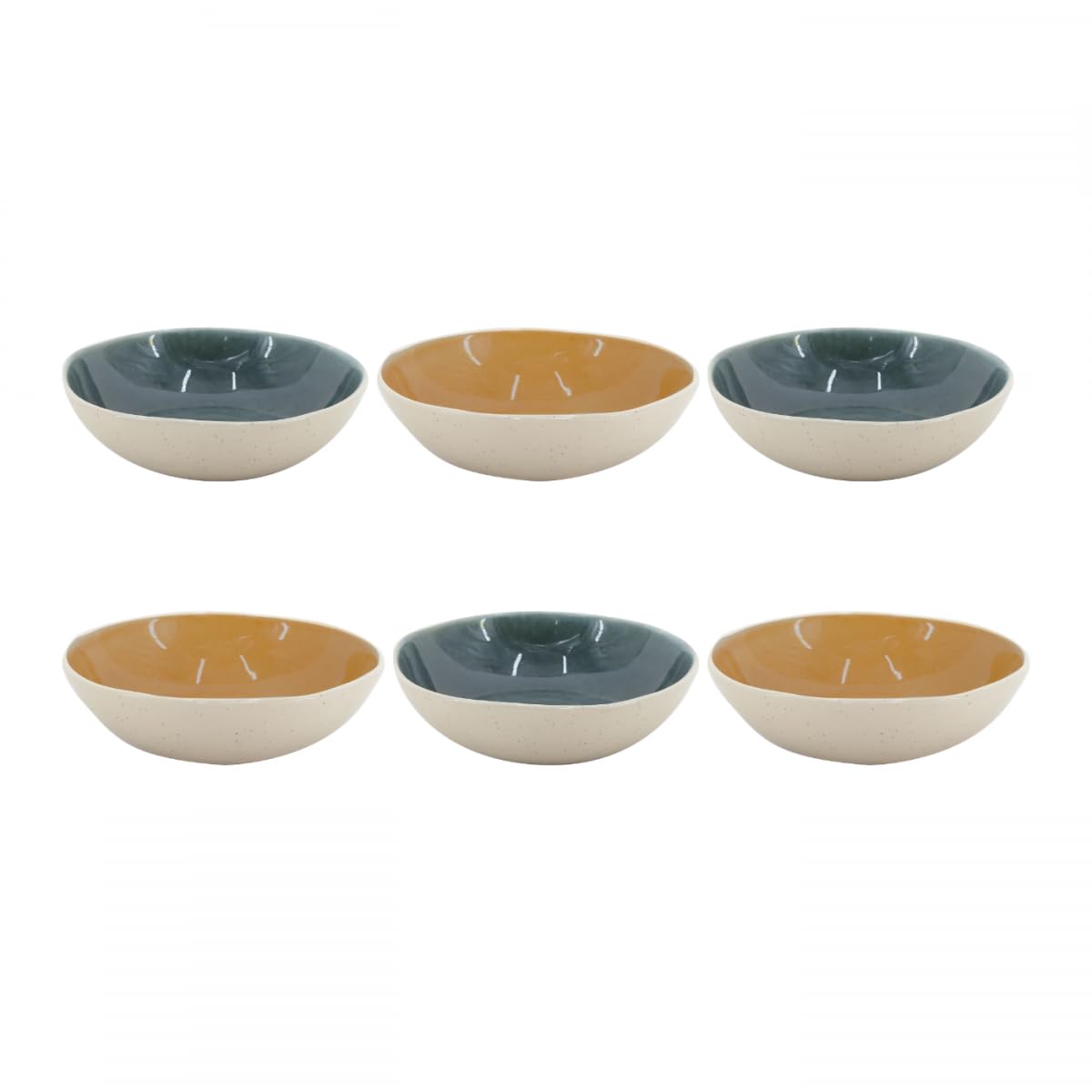 Service de Table 30 Pièces Coralia, Porcelaine Émaillée Réactive, Assiettes et Bols, Tons Beige Orange Vert, Collection A Création
