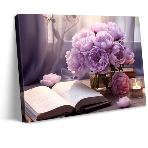 vandlife Lavender Peonies in Glass Vase Wall Art Realistic Floral